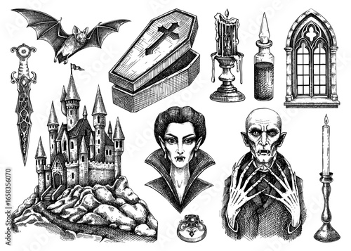 Obraz na plátně Vampire sketches set