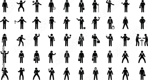 Diverse people icons present a broad range of actions