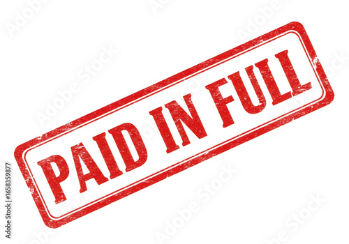 Red paid in full stamp isolated on transparent background