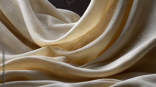Elegant linen folds in ivory and gold illuminated by gentle light