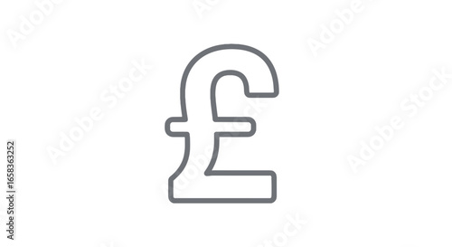 Illustration of a pound sterling symbol with a gray outline on a white background plain and simple design on transparent background