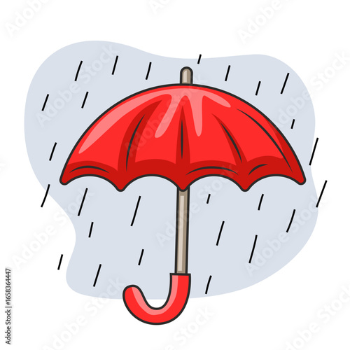 Red umbrella. Cartoon vector illustration