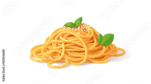 Spaghetti 2D flat vector illustration, isolated on a white background.
