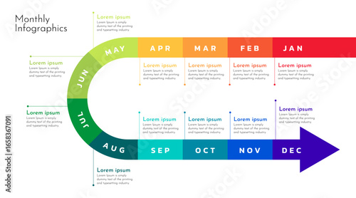 Business step timeline infographic template. Modern milestone element timeline diagram calendar, vector infographics. Monthly calender infographics for presentation.