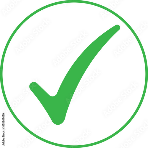 Foto Green Check Mark in Circle Vector Icon Transparent Background