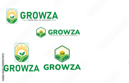 Growza Agriculture Logo Set – Organic Farm & Growth Icon Templates