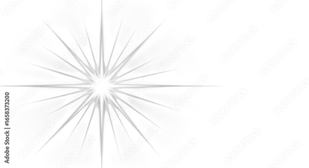 Fototapeta premium Bright white starburst flare on a dark black background
