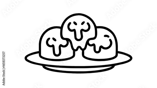 Delicious takoyaki japanese street food vector illustration tasty snack appetizer asian cuisine octopus balls drawing
