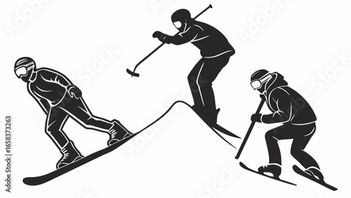 Skiing snowboard winter sport snow mountain downhill skiers extreme sports wintertime activity action 100