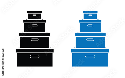 Box icon set. open package vector icon. open product cardboard carton paper parcel sign.Gift box logo in Trendy Flat style. Gift boxes with ribbon icons Set. Gift box flat line silhouette set.