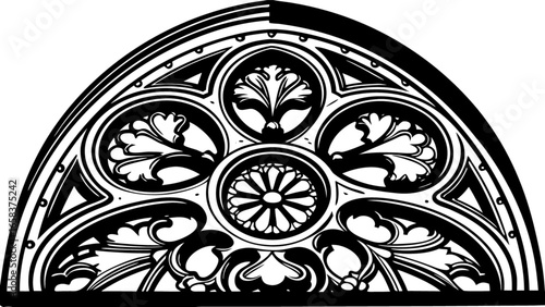 Downloadable gothic window tracery design vector art for architectural elements and stained glass patterns
