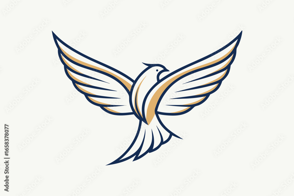 Obraz premium Elegant dove emblem with outstretched wings in minimalist style depicting peace and harmony