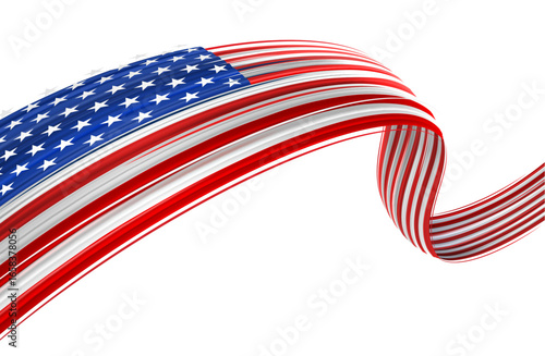 Dynamic 3D ribbon of USA flag symbolizing patriotism and American pride for Independence Day and national celebrations 