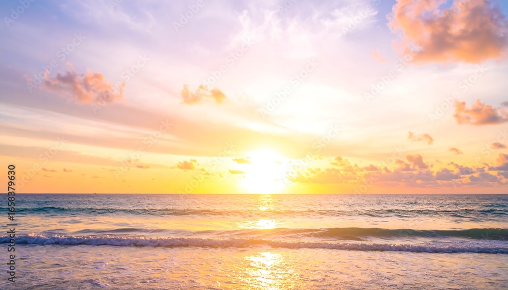 Obraz premium Ocean golden sunset waves