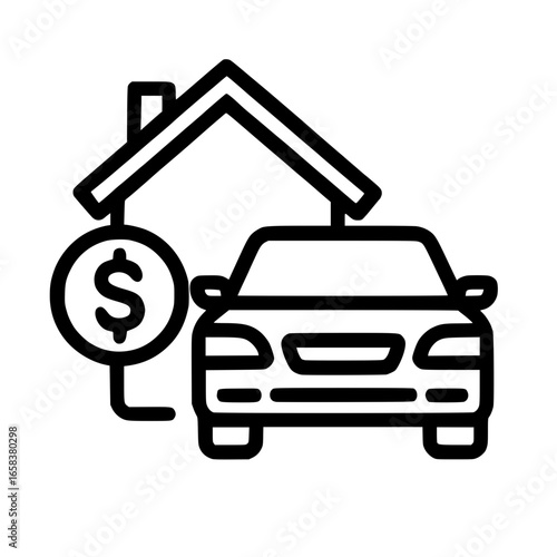 Property and auto loan financial icon with dollar sign
