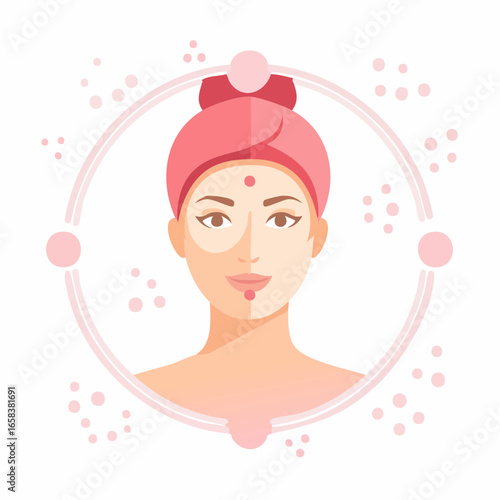 Young woman in a towel with a facial mask for beauty and wellness routine