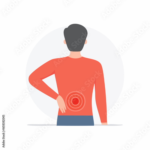 Man experiencing lower back pain holding his waist in discomfort and seeking medical treatment for ache