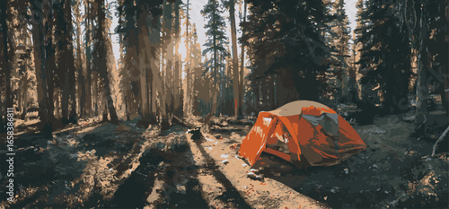 "Wilderness Escape: Tent Under the Open Sky"