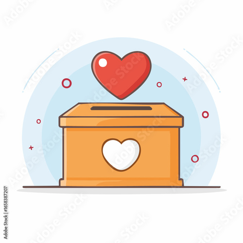 Simple Donation Box Illustration With Red Heart