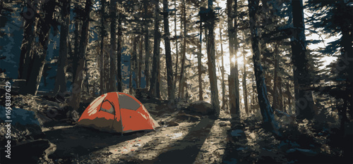 "Wilderness Escape: Tent Under the Open Sky"