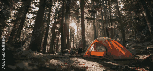 "Wilderness Escape: Tent Under the Open Sky"