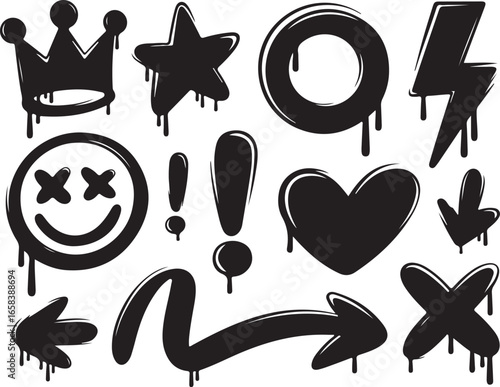 Graffiti Vector Illustration Set Street Art Drip Style Urban Culture