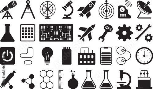 Science and Technology Silhouette Vector Illustration with Innovation and Progress