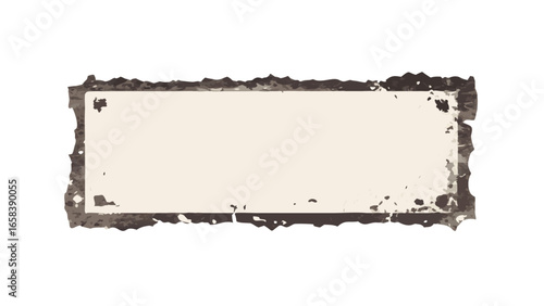 Illustration of a rectangular banner with a grunge border and a cream colored center area for text