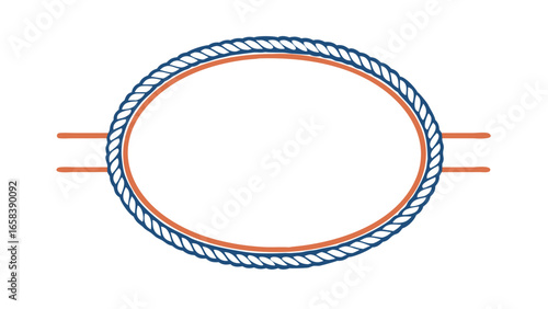 Oval rope frame with orange border and side lines for graphic design and decorative elements use case
