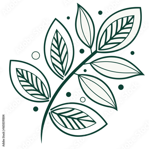 abstract leaf logo minimal geometric foliage vector
