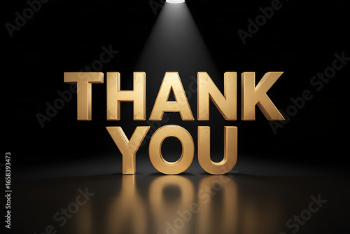Elegant gold 'Thank You' message under a spotlight, perfect for expressing gratitude in business, marketing, or personal projects