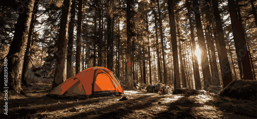 "Wilderness Escape: Tent Under the Open Sky"