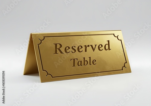 Elegant Golden Reserved Table Sign for Restaurant Wedding and Special Events Promotion and Marketing Material with Clean Background