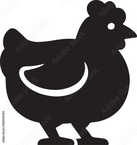 Broiler chicken icon silhouette vector, farm poultry meat bird symbol, livestock agriculture design EPS.