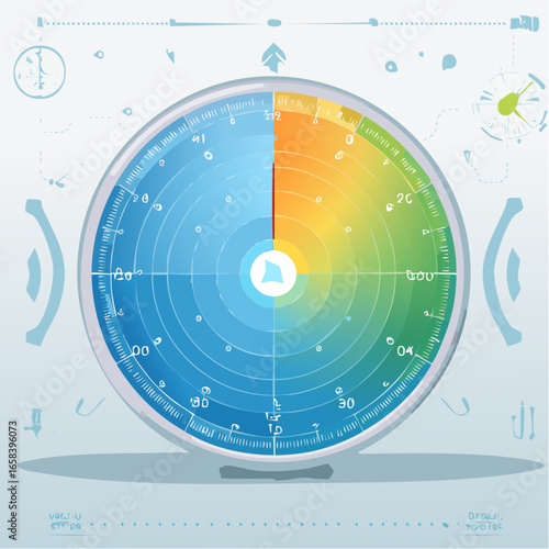 Circular Color Gradient Gauge Displaying Data