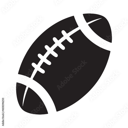 Black and white American football illustration for sports themes and game day promotions isolated on white background design