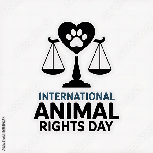 International animal rights day with scales of justice and paw print heart