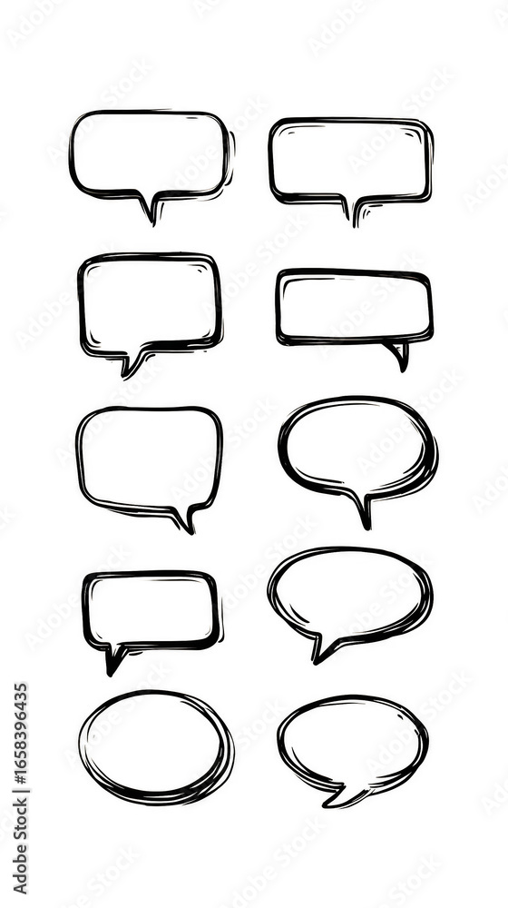 Obraz premium A set of white circles with a speech bubble drawn around them