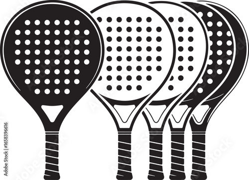 Padel Racket Vector Illustration Set for Sports Equipment Collection