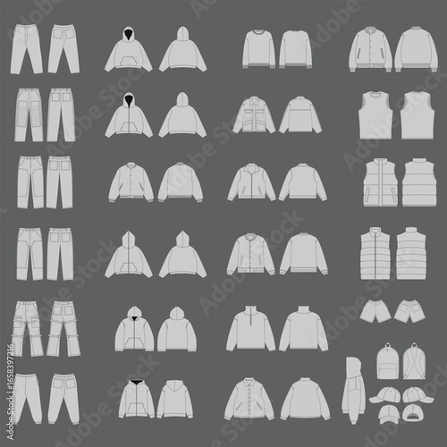 Streetwear Vector Mockup Pack, Fashion Clothing Brand Flat Sketch Templates for Adobe Illustrator – Techpack Streetwear Mockup Pack | Fashion Flat Design Mockups