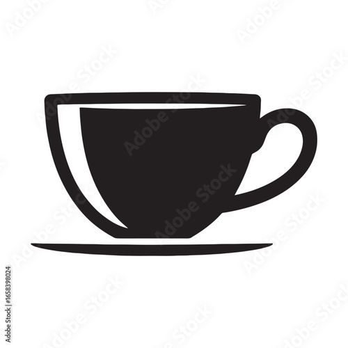 Black and White Coffee Cup Icon Illustration for Beverage Designs and Cafe Promotion perfect for website design and branding material