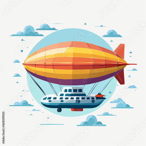 Colorful Pixel Art Airship in the Sky