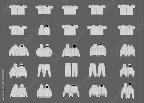 Streetwear Mockups and Fashion Vector Bundle Pack - Fashion Design Tech Pack Template - Procreate Mockup and Fashion Vector Flats