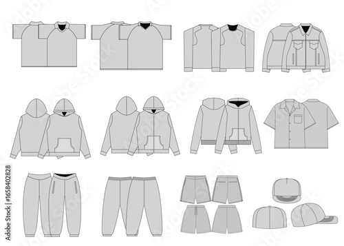 Streetwear Clothing Fashion Design Vector Mockup Pack Techpack Mockups Clothing Brand Adobe Illustrator Adobe Photoshop Procreate Flat