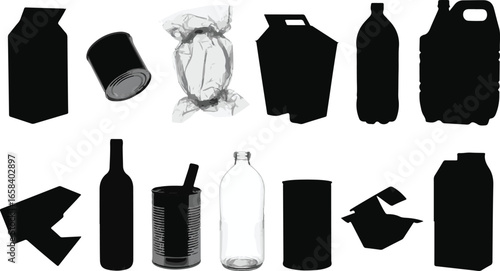 Collection of Various Trash Items for Recycling and Waste Management Concepts Art