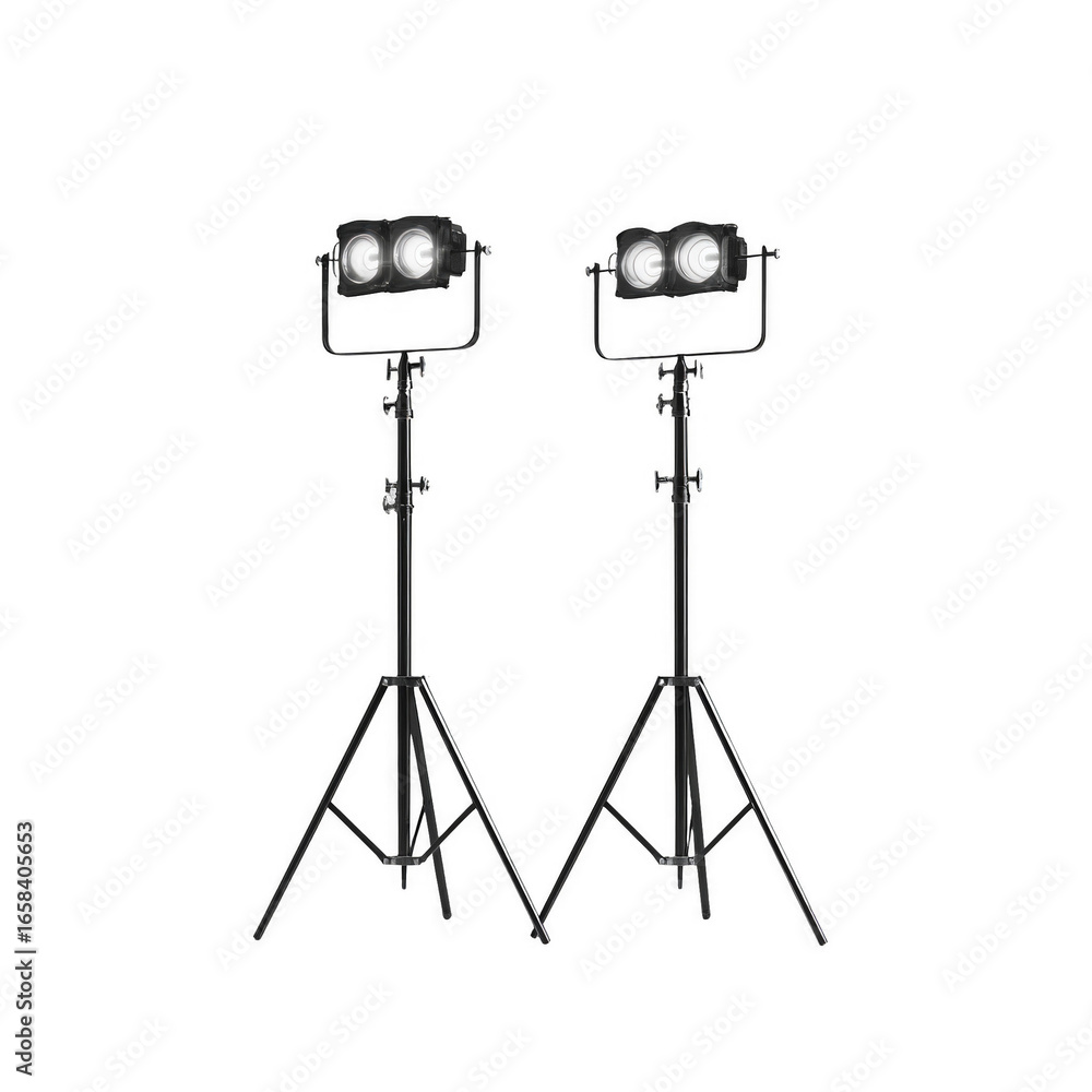 Obraz premium Two black light fixtures are on a white background