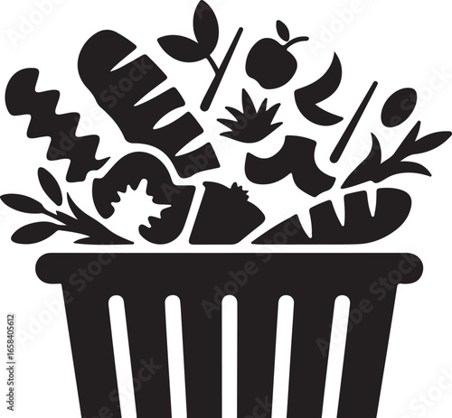 Compost Bin Overflowing with Food Scraps and Organic Waste for Eco-Friendly Disposal