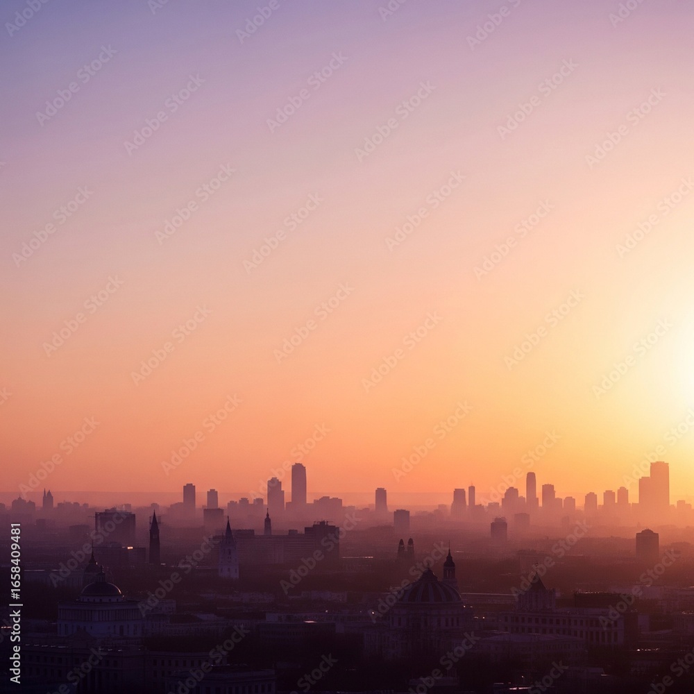 Fototapeta premium Modern city sunset view landscape