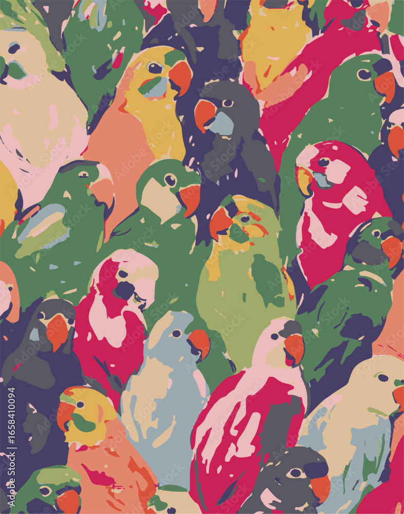 Fototapeta premium birds seamless pattern. Vector art illustration.Design for fashion ,fabric,web,wallpaper and all prints,PARROT