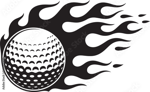 Golf Ball on Fire Vector Illustration for Sports and Competition Designs